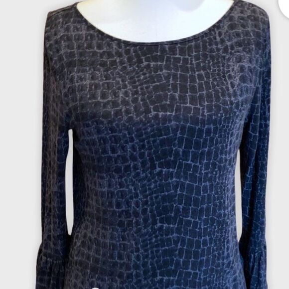 Lauren Ralph Lauren women’s off black reptile print top with 3/4 sleeves top 1X - Picture 1 of 9